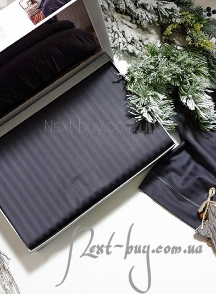 Maison D'or New Rails Double Antracite постільна білизна Maison 200x220см сатин чорний - Зображення 2