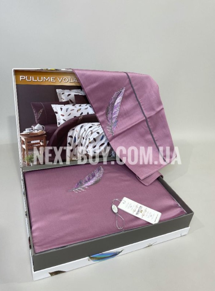 Maison D'or Pulume Volante dark lilac постельное белье 200x220см сатин с вышивкой евро — изображение 4