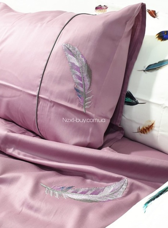 Maison D'or Pulume Volante dark lilac постельное белье 200x220см сатин с вышивкой евро — изображение 3