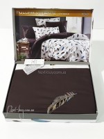 Maison D'or Pulume Volante brown постельное белье 200x220см сатин с вышивкой евро — изображение 4