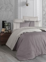 First choice Square Duet Leylak/A.Bej(lilac/light beige) delux сатин постельное белье евро 200х220