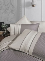 First choice Square Duet Leylak/A.Bej(lilac/light beige) delux сатин постельное белье евро 200х220 — изображение 2