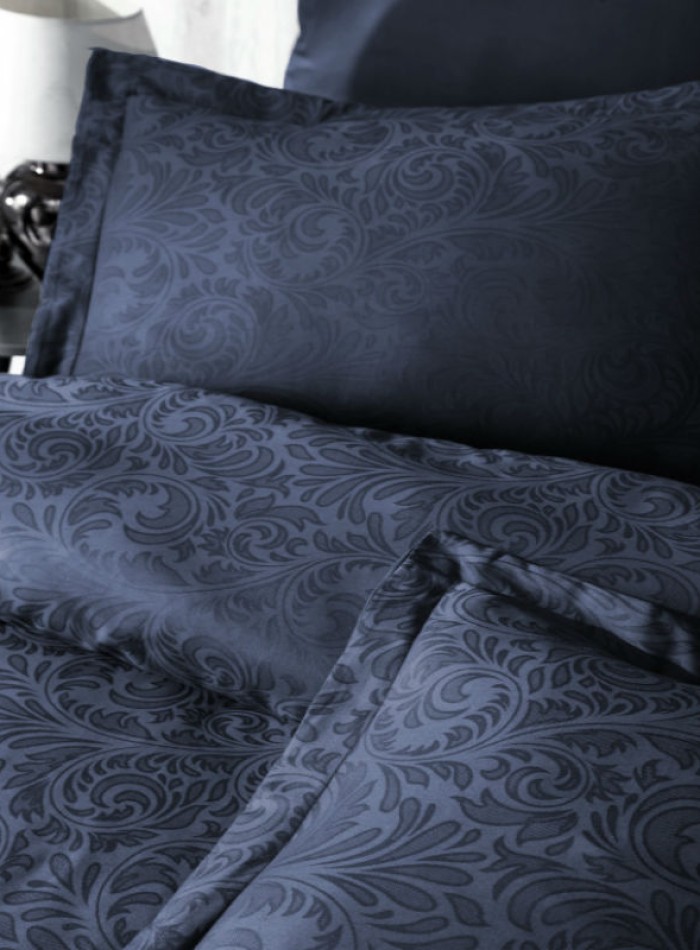 First choice Tecna Lacivert(navy blue) постільна білизна сатин-жакард евро 200х220 - Зображення 2