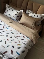 Maison D'or Pulume Volante beige постельное белье 200x220см сатин с вышивкой евро — изображение 4