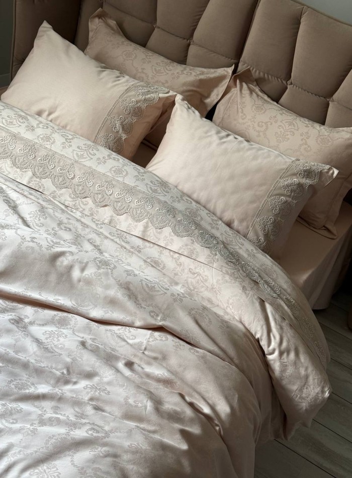 Maison D'or Mirabella Dantella beige постільна білизна 200x220см сатин жаккард бежевий - Зображення 2