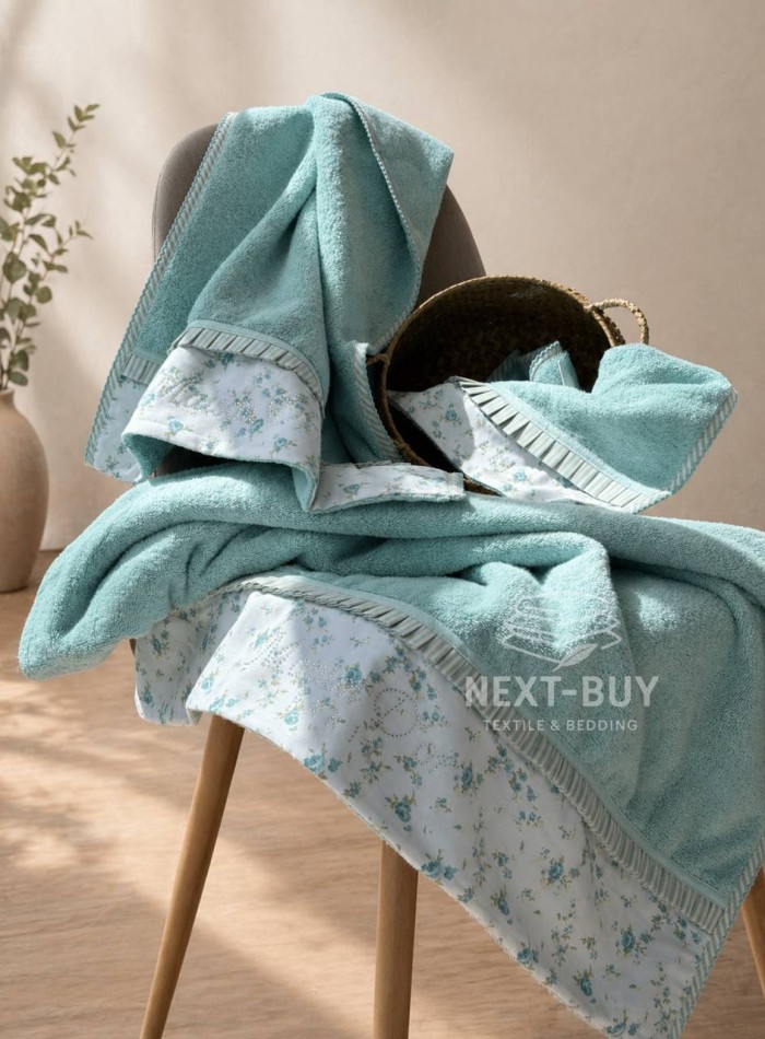 Maison D'or Roses Turquoise набор бамбуковых полотенец 3 шт бирюзовый — изображение 3