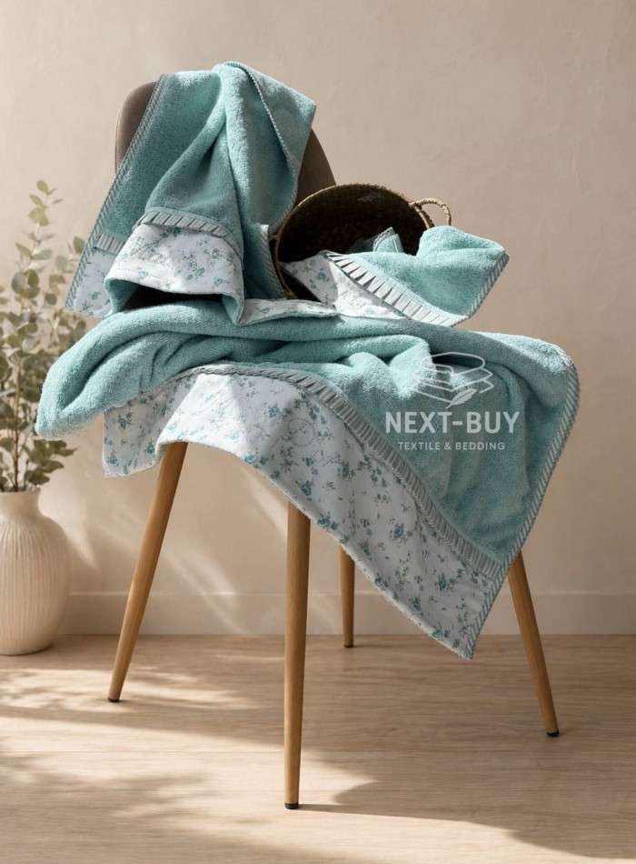 Maison D'or Roses Turquoise набор бамбуковых полотенец 3 шт бирюзовый — изображение 4
