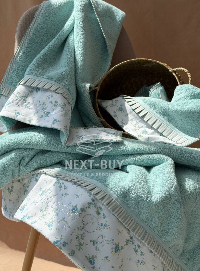 Maison D'or Roses Turquoise набор бамбуковых полотенец 3 шт бирюзовый — изображение 5