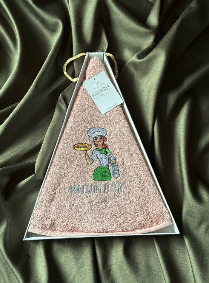Maison D`or Maxi box круглое махровое кухонное полотенце 1шт 70х70 хлопок розовый — изображение 6
