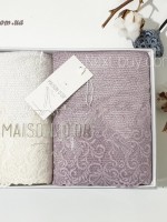Maison Dor New Trendy набір рушників 2шт 50 * 100 махра з мереживом крем \ фіолетовий - Зображення 3
