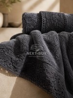 Maison Dor Naturella набір рушників 3шт 30х50 50х90 70х140 махра з мереживом антрацит - Зображення 2