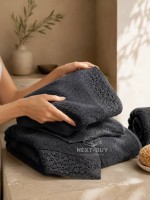 Maison Dor Naturella набір рушників 3шт 30х50 50х90 70х140 махра з мереживом антрацит