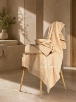 Maison Dor Naturella набор полотенец 3шт 30х50 50х90 70х140 махра с кружевом бежевый — изображение 4