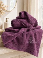Maison Dor Naturella набор полотенец 3шт 30х50 50х90 70х140 махра с кружевом фиолетовый — изображение 2