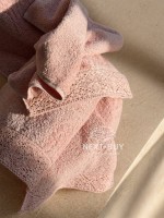 Maison Dor Naturella набор полотенец 3шт 30х50 50х90 70х140 махра с кружевом розовый — изображение 6