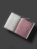 Maison Dor New Trendy набір рушників 2шт 50 * 100 махра з мереживом крем \ рожевий - Зображення 2