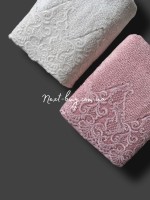 Maison Dor New Trendy набір рушників 2шт 50 * 100 махра з мереживом крем \ рожевий - Зображення 3