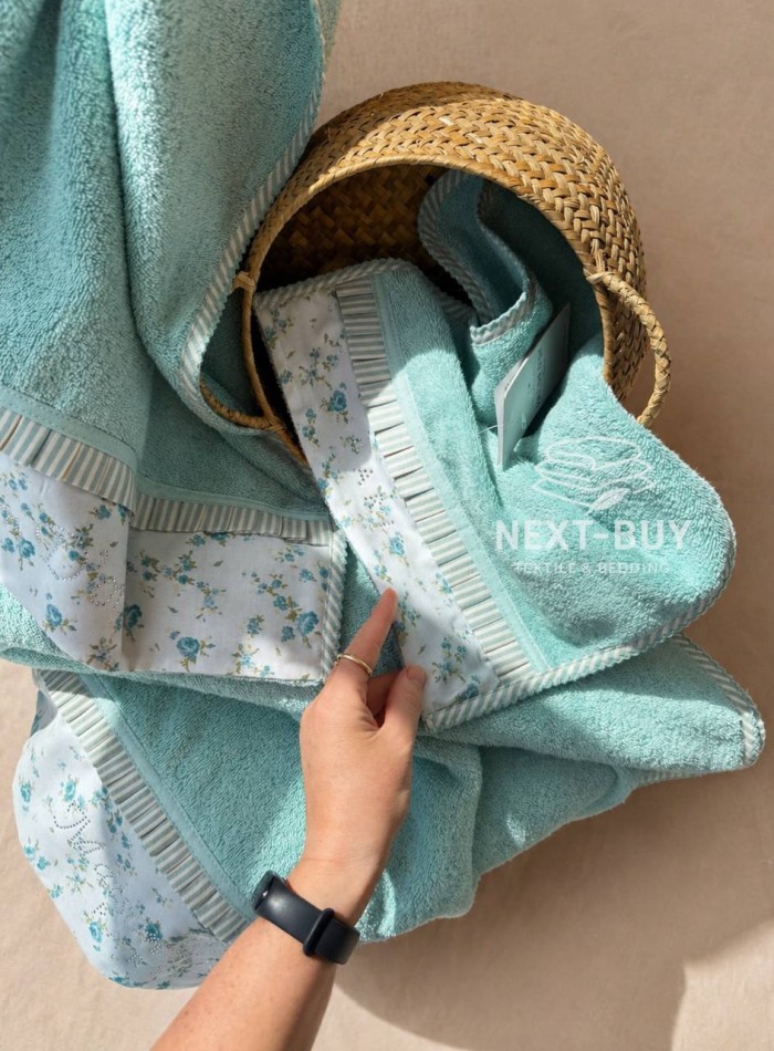 Maison D'or Roses Turquoise набор бамбуковых полотенец 3 шт бирюзовый — изображение 6