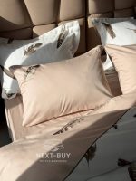 Maison Dor Plumes Double Duvet Set Beige постільна білизна євро розмір сатин з вишивкою - Зображення 7