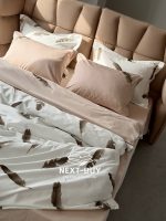 Maison Dor Plumes Double Duvet Set Beige постільна білизна євро розмір сатин з вишивкою - Зображення 2