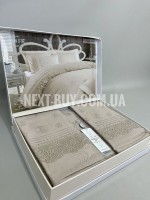 Maison D'or Roesia Estee Beige постельное белье евро 200х220 сатин с вышивкой — изображение 2