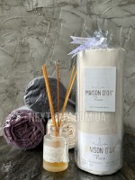 Сатинове простирадло на резинці 180х200+28см Maison D'or Satin fitted sheet ecru з наволочками