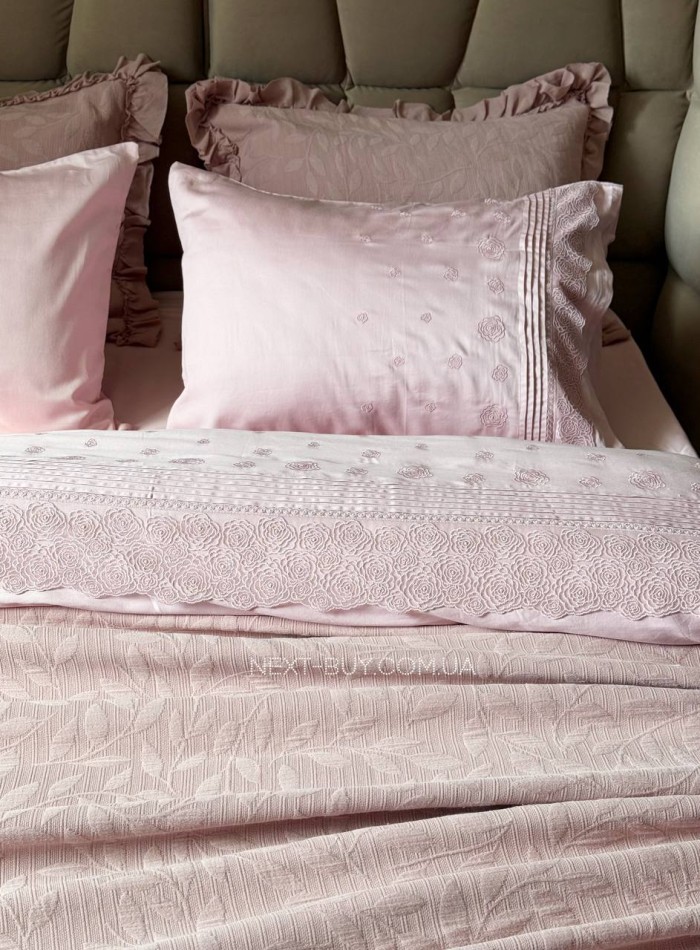 Maison D'or Roesia Estee Rose постільна білизна євро 200х220 сатин з вишивкою - Зображення 9