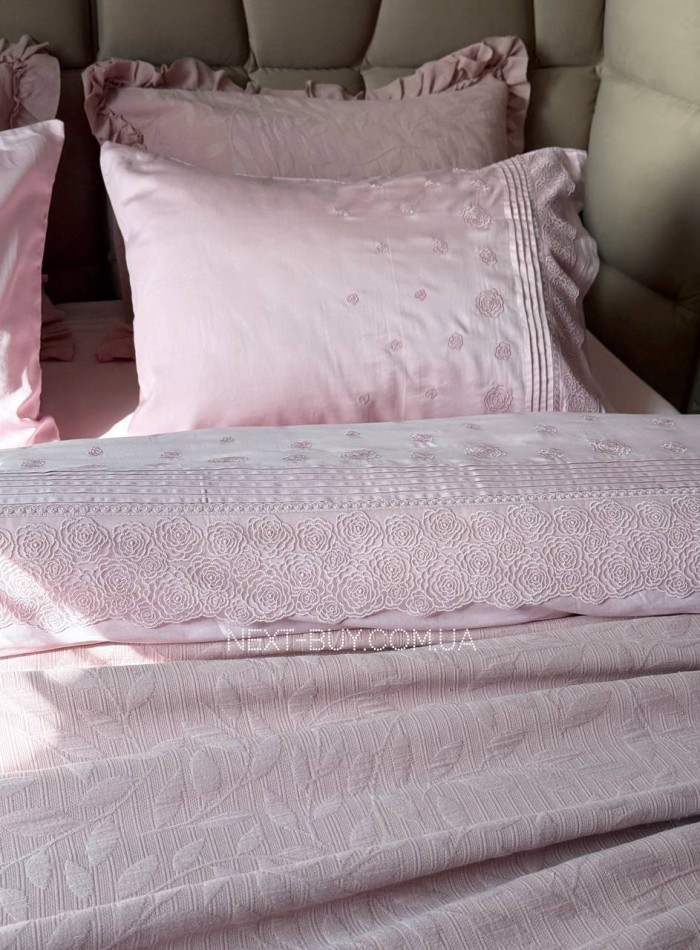 Maison D'or Roesia Estee Rose постільна білизна євро 200х220 сатин з вишивкою - Зображення 6