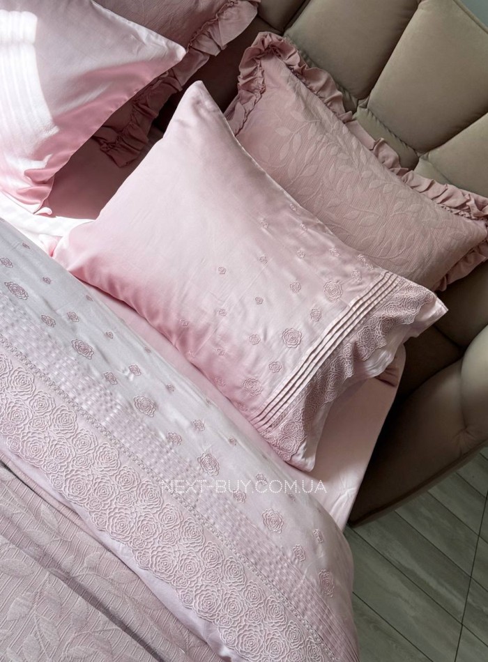 Maison D'or Roesia Estee Rose постільна білизна євро 200х220 сатин з вишивкою - Зображення 8