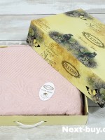Gulcan махровая простынь-покрывало Della хлопок полуторка 160X220 св.розовая — изображение 3
