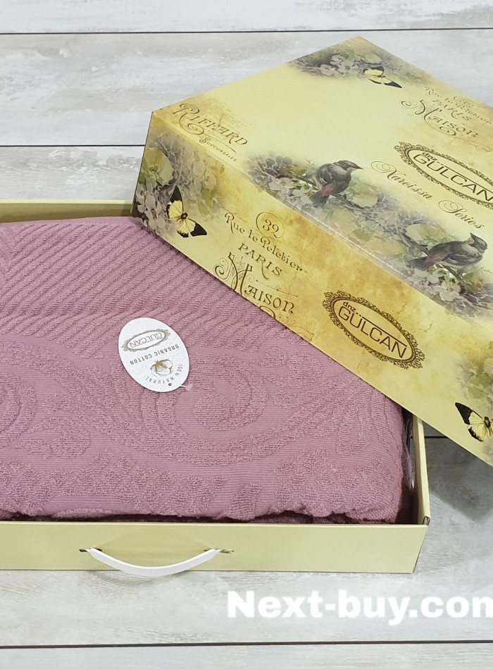 Gulcan махрове простирадло-покривало Della бавовна євро 200X220 рожеве - Зображення 3