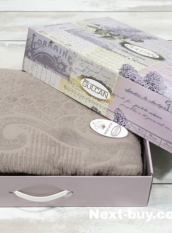 Gulcan махровая простынь-покрывало Ester хлопок евро 200X220 кофейная — изображение 3