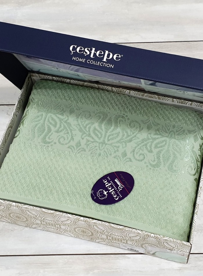 Cestepe Lina махровая простынь-покрывало хлопок евро 200X220 зелёный — изображение 3