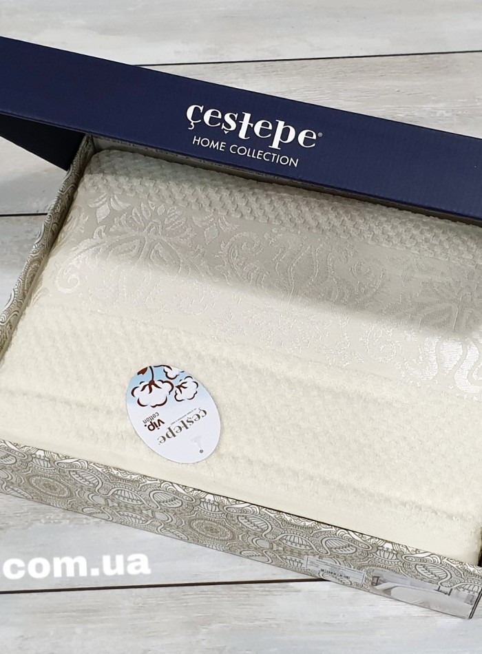 Cestepe Lina махровая простынь-покрывало хлопок евро 200X220 кремовая — изображение 3