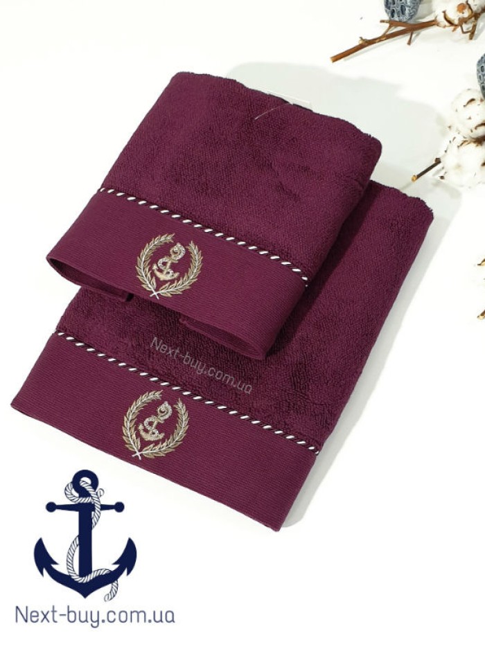 Махровий рушник Maison D'or Michel Sailing 85х150см бордовий - Зображення 6