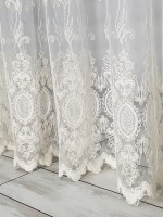 Тюль фатин з візерунком Faberge крем з люрексом - Зображення 8