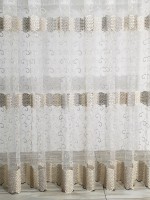 Тюль фатин з візерунком Honeycomb крем/шоколад з люрексом - Зображення 2