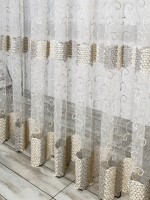 Тюль фатин з візерунком Honeycomb крем/шоколад з люрексом - Зображення 8