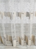 Тюль фатин з візерунком Honeycomb крем/шоколад з люрексом - Зображення 7