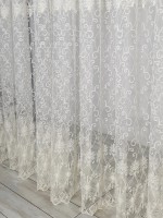 Тюль фатин з візерунком Eyeleaf крем з люрексом - Зображення 7