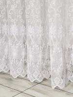 Тюль фатин з візерунком Eyeleaf білий з люрексом