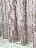 Тюль сітка з вкрапленнями Velvet шоколад з рожевим відтінком