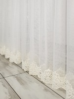 Тюль сітка з візерунковим низом Below крем - Зображення 3