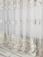Тюль фатин з візерунком Majestic крем з кавовим і золотом - Зображення 3