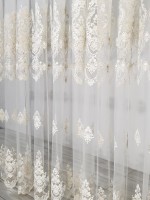 Тюль фатин с узором Majestic крем с бежевым и золотом — изображение 3