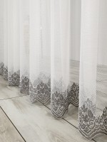 Тюль сітка з візерунковим низом Below крем з сірим - Зображення 4