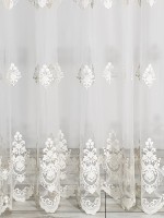 Тюль фатин с узором Majestic крем с бежевым и золотом
