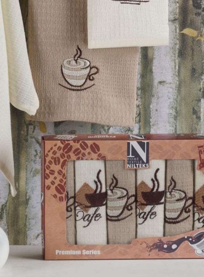Набор кухонных полотенец Nilteks Coffee time 6шт. 40х60 — изображение 4
