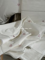 Maison D'or Les Coeurs ecru-rose постільна білизна євро 200х220 сатин з аплікацією з сердечок - Зображення 3