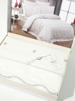 Maison D'or Les Coeurs ecru-rose постільна білизна євро 200х220 сатин з аплікацією з сердечок - Зображення 4